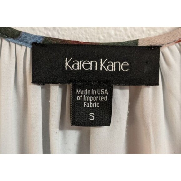 Women's KAREN KANE Blue Floral Fresco Cold Shoulder Viscose Dress Medium - Picture 6 of 7